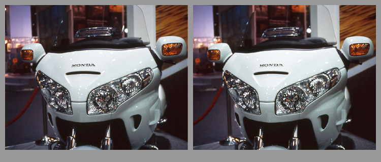 Motorcycle cross-eyed viewing